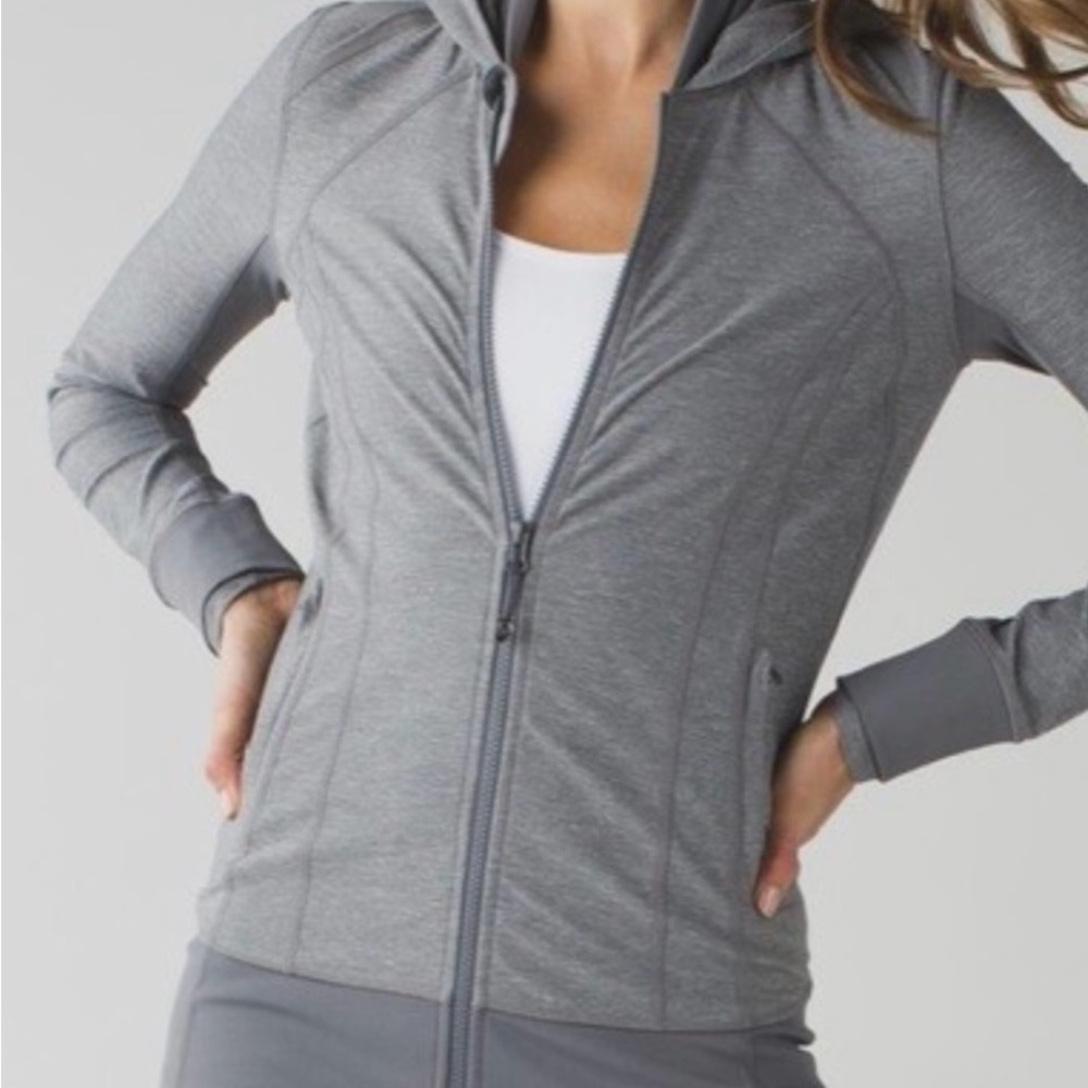Lululemon Daily Practice Jacket Herringbone Gray Yoga Athleisure Lounge Running
